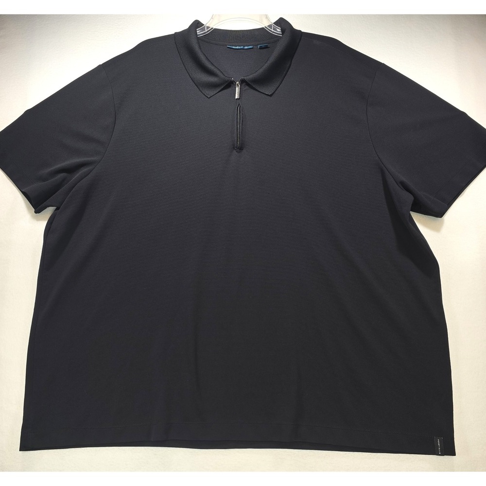 Perry Ellis Mens 4X Black Quarter Zip Ribbed Short Sleeve Polo Shirt